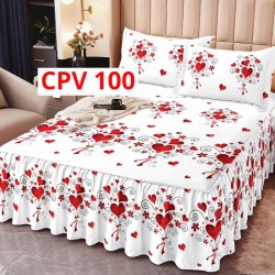 CEARCEAF PENTRU PAT CU VOLAN BUMBAC FINET + 2 FETE PERNA COD CPV100
