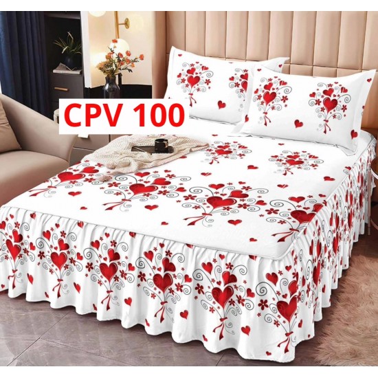 CEARCEAF PENTRU PAT CU VOLAN BUMBAC FINET + 2 FETE PERNA COD CPV100