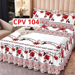 CEARCEAF PENTRU PAT CU VOLAN BUMBAC FINET + 2 FETE PERNA COD CPV104