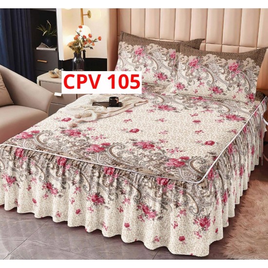CEARCEAF PENTRU PAT CU VOLAN BUMBAC FINET + 2 FETE PERNA COD CPV105