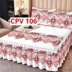 CEARCEAF PENTRU PAT CU VOLAN BUMBAC FINET + 2 FETE PERNA COD CPV106