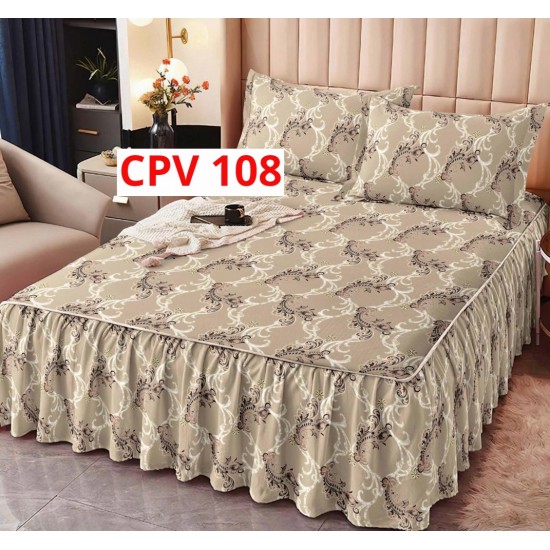 CEARCEAF PENTRU PAT CU VOLAN BUMBAC FINET + 2 FETE PERNA COD CPV108