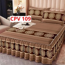 CEARCEAF PENTRU PAT CU VOLAN BUMBAC FINET + 2 FETE PERNA COD CPV109