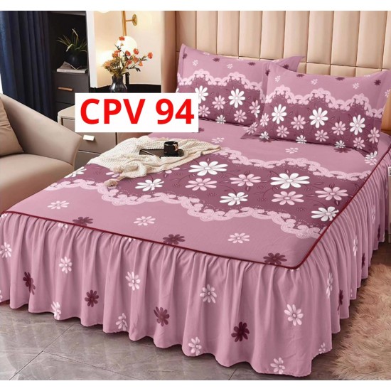 CEARCEAF PENTRU PAT CU VOLAN BUMBAC FINET + 2 FETE PERNA COD CPV94