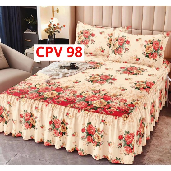 CEARCEAF PENTRU PAT CU VOLAN BUMBAC FINET + 2 FETE PERNA COD CPV98