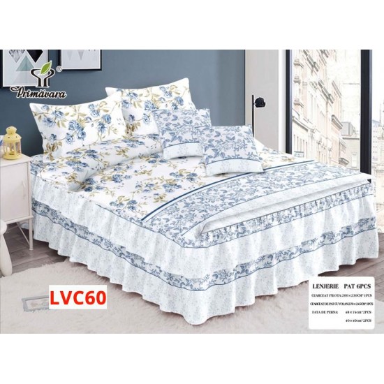 Lenjerie Bumbac Finet 6 Piese cu Volane COD LVC60