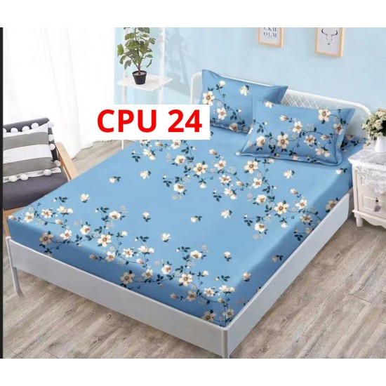 Cearceaf pentru pat cu elastic bumbac finet + 2 Fete Perna COD CPU24 Cearceaf pentru pat cu elastic bumbac finet + 2 Fete Perna COD CPU24