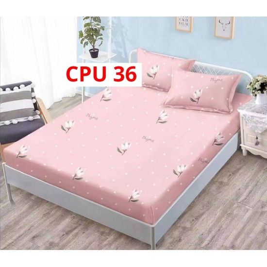Cearceaf pentru pat cu elastic bumbac finet + 2 Fete Perna COD CPU36