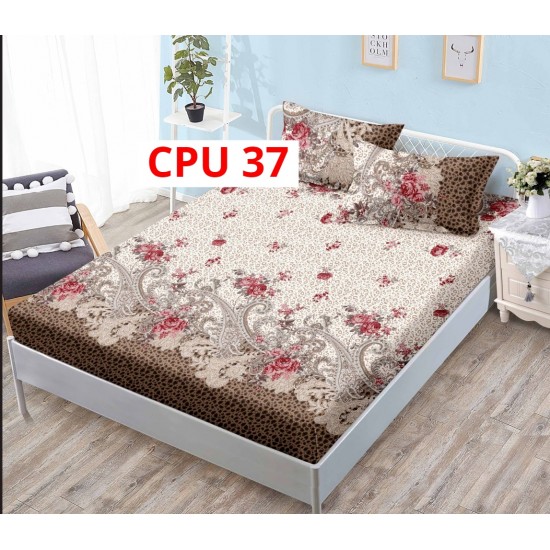 Cearceaf pentru pat cu elastic bumbac finet + 2 Fete Perna COD CPU37