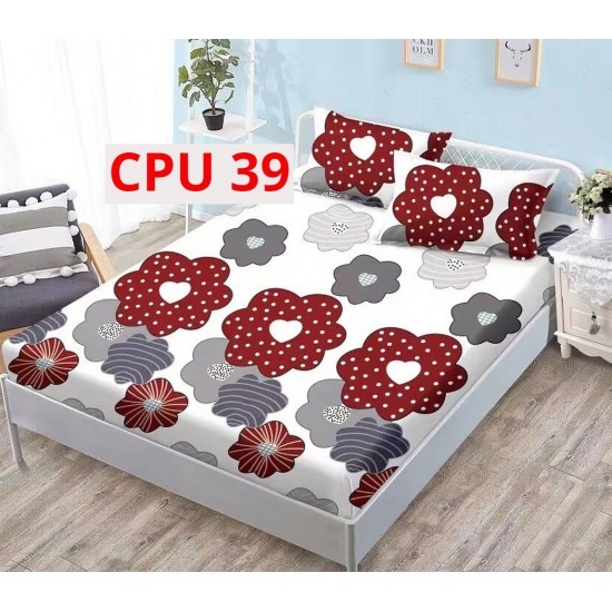 Cearceaf pentru pat cu elastic bumbac finet + 2 Fete Perna COD CPU39