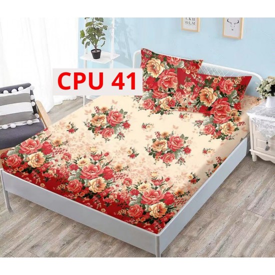 Cearceaf pentru pat cu elastic bumbac finet + 2 Fete Perna COD CPU41