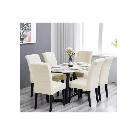 Set 6 huse pentru scaune - ALB