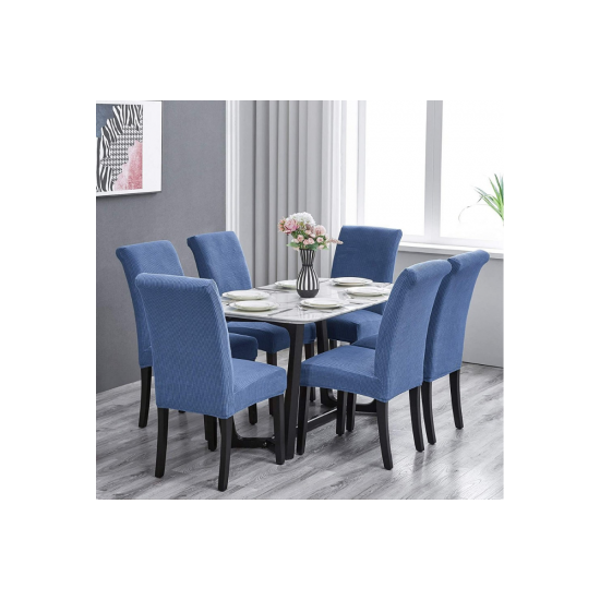 Set 6 huse pentru scaune - ALBASTRU