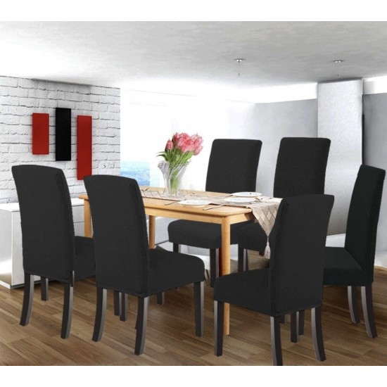 Set 6 huse pentru scaune - NEGRU